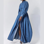BACKLESS GATHERED SHIRT DRESS