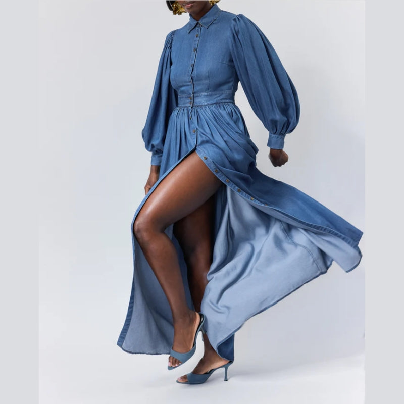 BACKLESS GATHERED SHIRT DRESS
