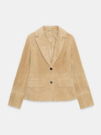 Faux Fur Suede Leather Fitted Blazer