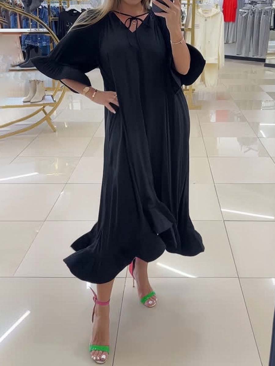 Elegant Loose Ruffled Long Dress