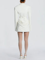 Elegant Peaked Lapel Collar Blazer Mini Dress