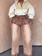 Pleated Skirt With Layered Fake Two-piece Trousers