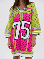 Color Block Crochet Jersey Dress