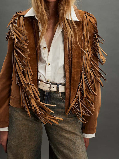 Suede Fringe Vest Jacket