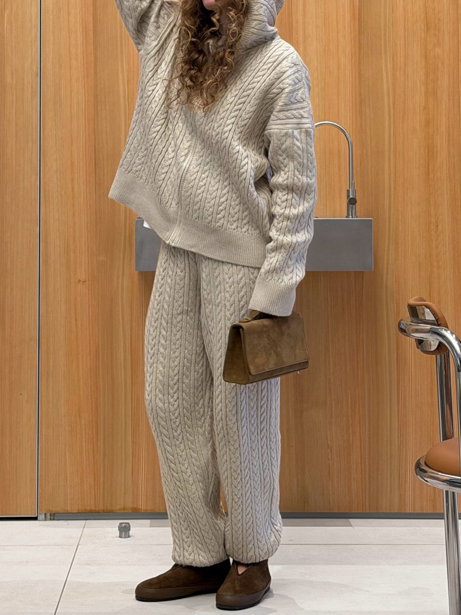 Twist Knitted Casual Two-piece Set