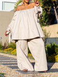 Open-Shoulder Loose Pants Set