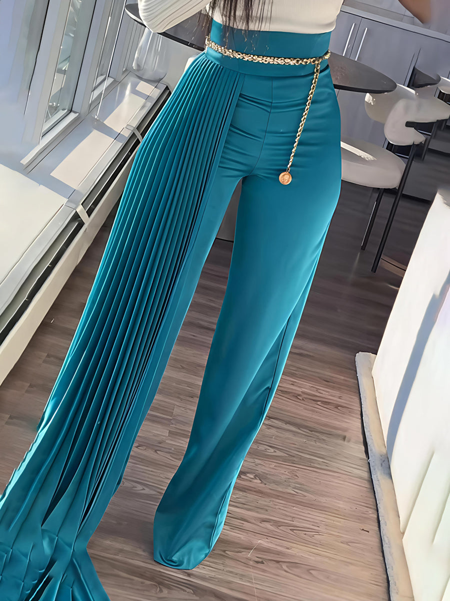 Fashion High Waist Asymmetric Pleated Pants
