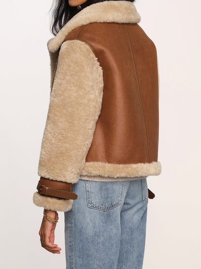 Vintage Faux Leather Oversized Stand Collar Jacket