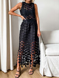 Hollow Out Fringe Hem Two Pieces Dress