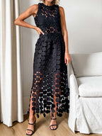 Hollow Out Fringe Hem Two Pieces Dress