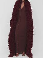 Fashion Oversized Fringe Knitted Coat