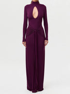 Fashion Cutout Draped Self-tie Detail Maxi Dress