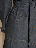 Fashion Lapel Strap Denim Trench Coat