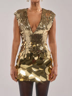 Sparkle Deep V Neck Sequined Party Mini Dress