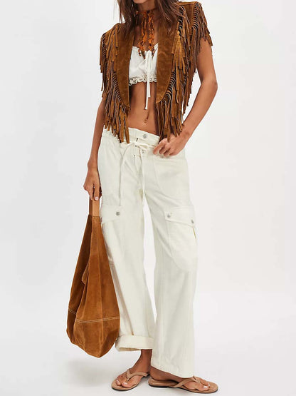 Suede Fringe Vest Jacket