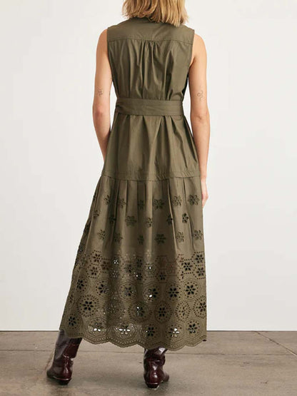 Embroidered Cutout Sleeveless Dress