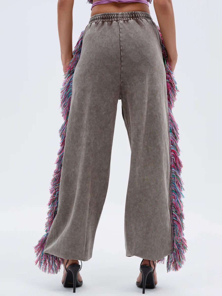 Deep V Neck Fringed Two Pieces Set