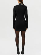 Jewel Necklace Turtleneck Long Sleeve Mini Dress