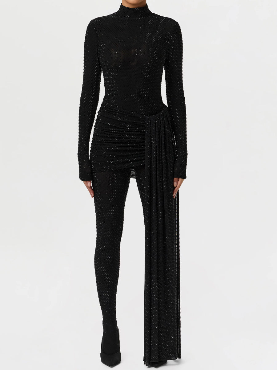 Crystal-embellished Ruched Three Pieces Set