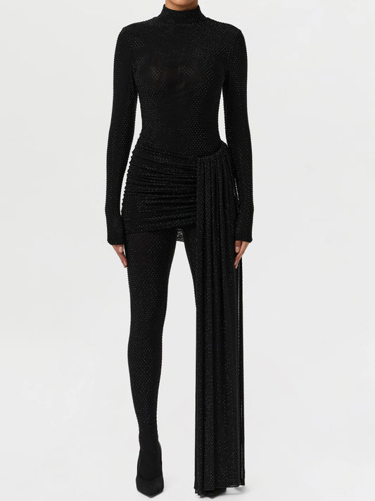 Crystal-embellished Ruched Three Pieces Set