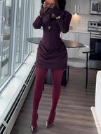 Elegant Peaked Lapel Collar Blazer Mini Dress