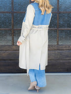 Denim Vest Patchwork Button-down Trench Coat