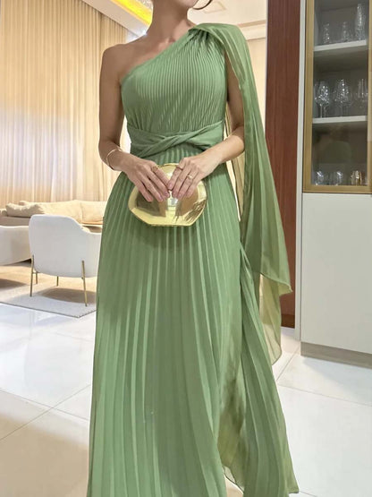 Slant Collar Raglan Sleeves Elegant Dress