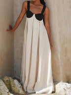 Fashion Back Bow Patchwork Sling Dress