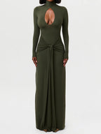 Fashion Cutout Draped Self-tie Detail Maxi Dress