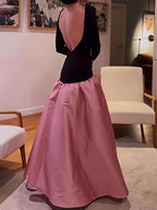 Elegant Backless Patchwork Party Maxi Dress