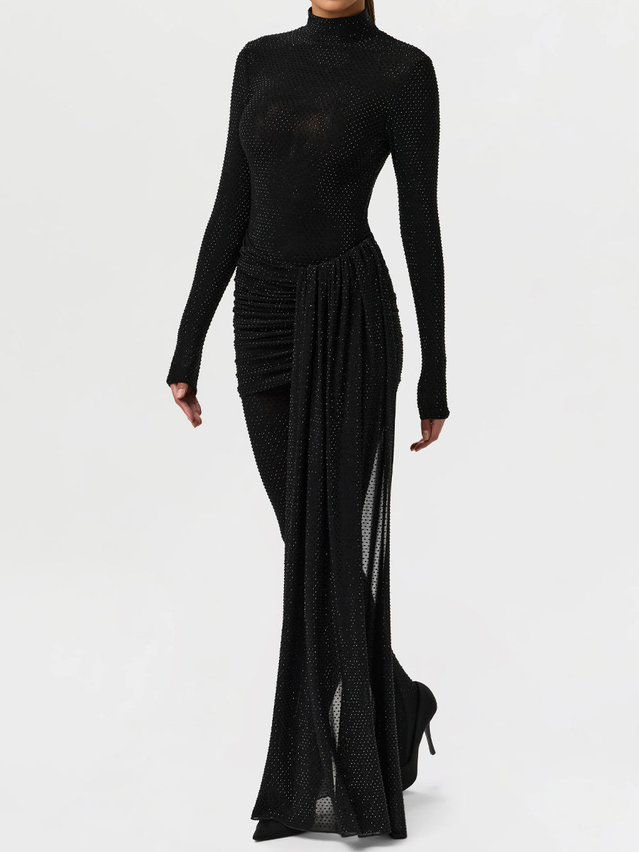 Crystal-embellished Ruched Three Pieces Set