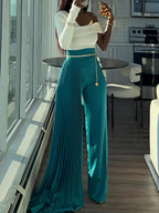 Fashion High Waist Asymmetric Pleated Pants