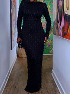 Black Beaded Tassel Maxi Dress