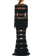 See-through Mesh Patchwork Maxi Dress