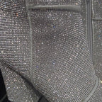 Sparking Rhinestone Chunky Heel Point-Toe Booties