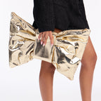 Bow Design Faux Leather Clutch