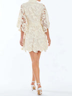 Elegant Lace Bow Mini Dress