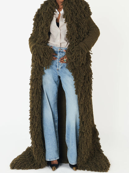 Fashion Oversized Fringe Knitted Coat