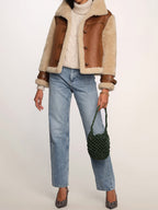 Vintage Faux Leather Oversized Stand Collar Jacket