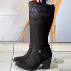 Vintage Embroidered Point-Toe Tall Boots