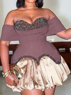 Off Shoulder Sequined Party Dress