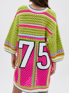Color Block Crochet Jersey Dress