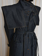 Fashion Lapel Strap Denim Trench Coat
