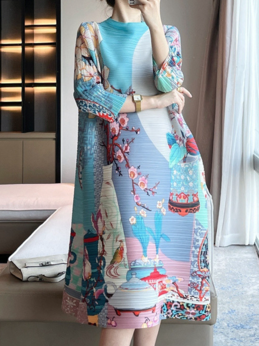 Pleat-Print Dress