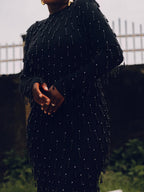 Black Beaded Tassel Maxi Dress