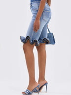 Layered Ruffled Denim Short
