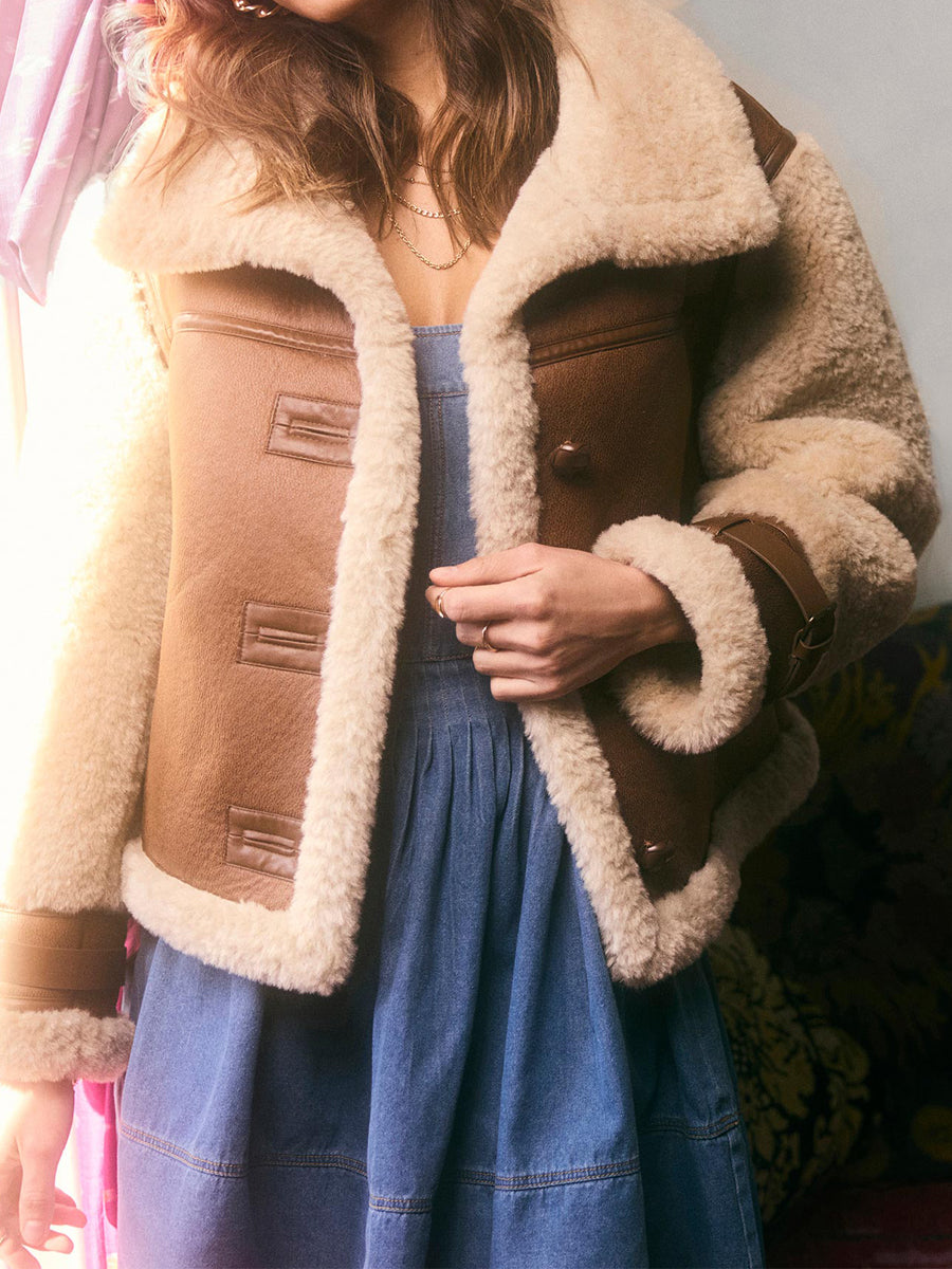 Vintage Faux Leather Oversized Stand Collar Jacket