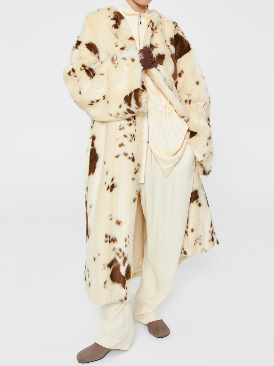 Irregular Brown Dairy Fur Long Coat