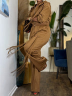 Hooded Elasticized Waist Tassels Two Pieces Set