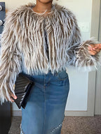 Faux Fur Open Front Loose Fluffy Coat